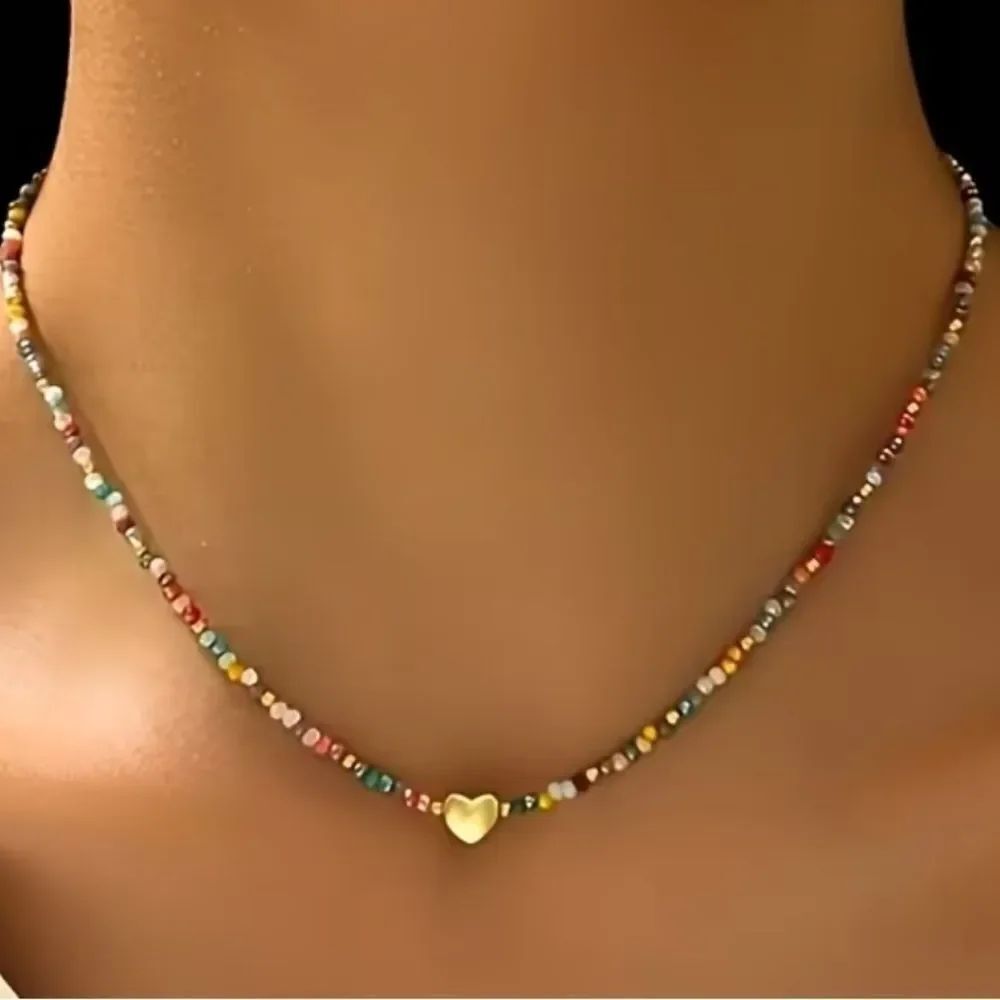 Boho heart necklace #2436